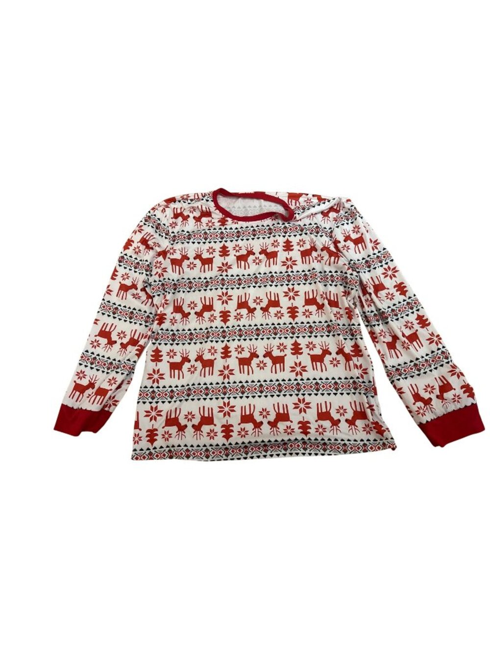 Shein Christmas Reindeer Print Long Sleeve Pajama Shirt XXL Festive